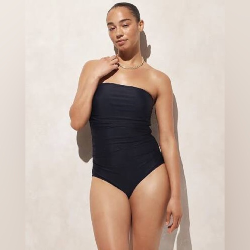 J. Crew Black Strapless One-Piece Swimsuit